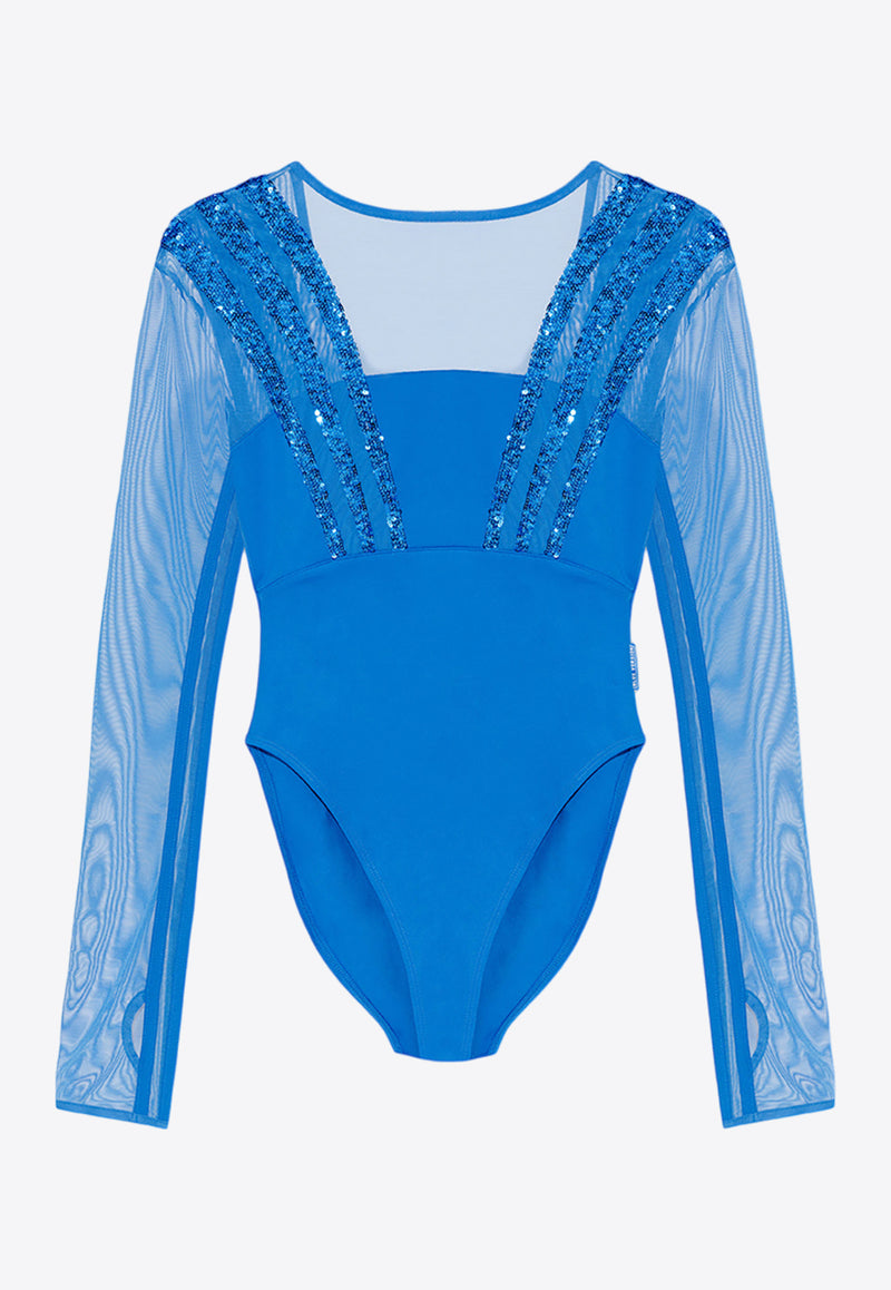 Adidas Originals Santiago Sequin-Embellished Bodysuit Blue HR3416 0-BLUBIR