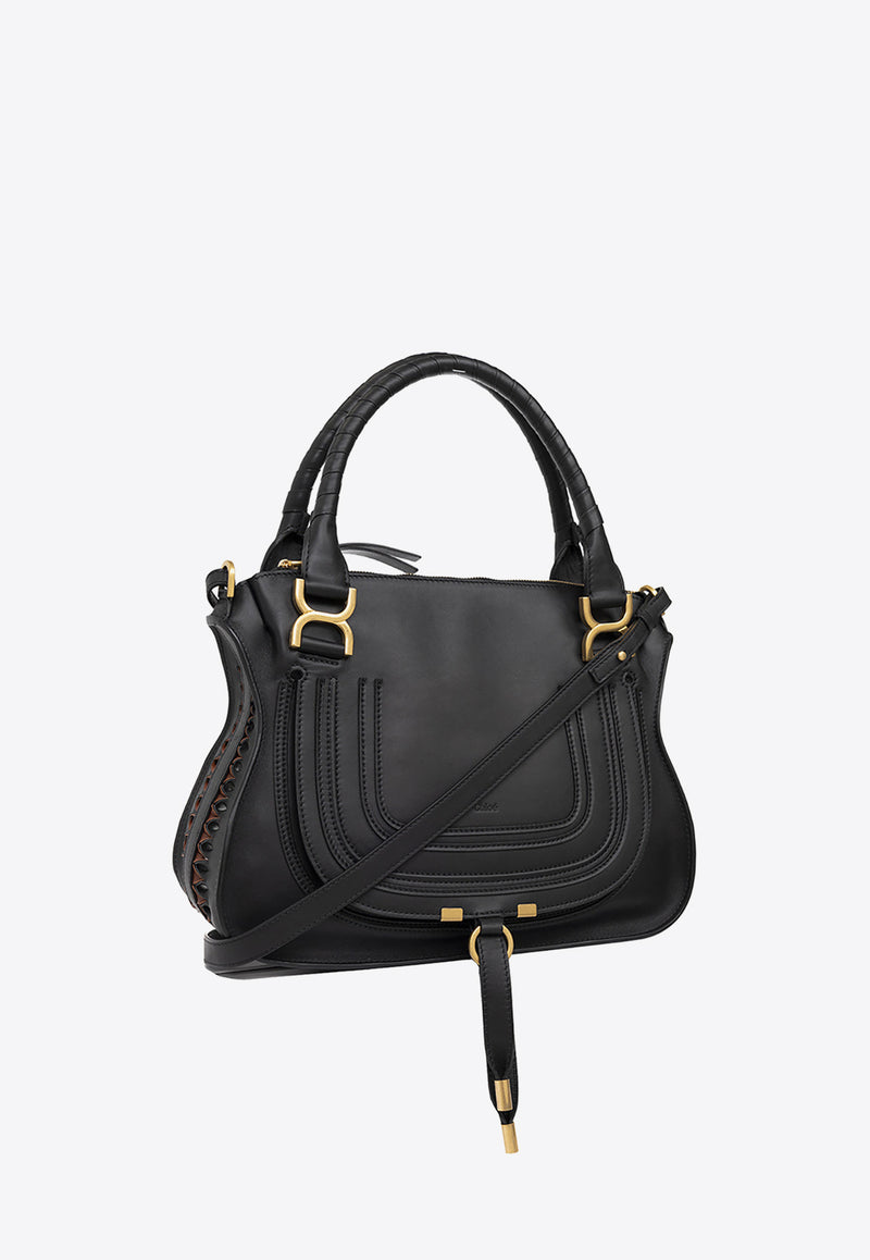 Chloé Medium Marcie Calf Leather Shoulder Bag Black CHC22AS660 H66-001