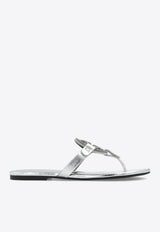 Tory Burch Miller Metallic Leather Thong Sandals Silver 146017 0-040