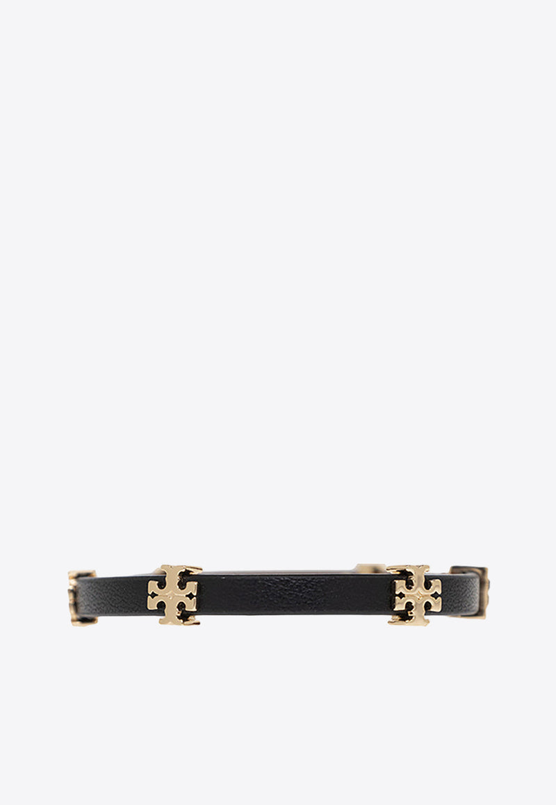 Tory Burch Eleanor Logo Plaque Leather Bracelet Black 147235 0-720