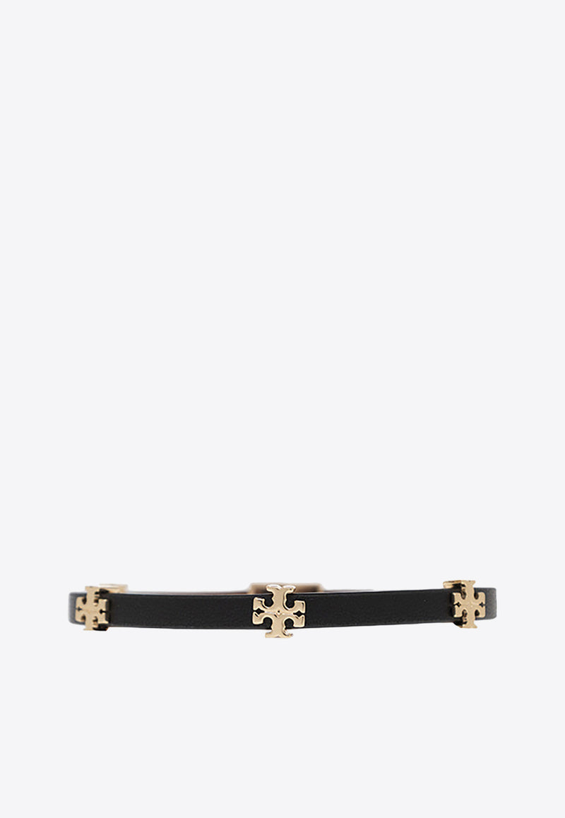 Tory Burch Eleanor Logo Plaque Leather Bracelet Black 147235 0-720