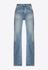 Saint Laurent Washed-Out Straight-Leg Jeans 723225 YI863-4293