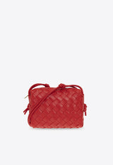 Bottega Veneta Mini Loop Crossbody Bag in Intrecciato Leather Red 723547 V1G11-6572