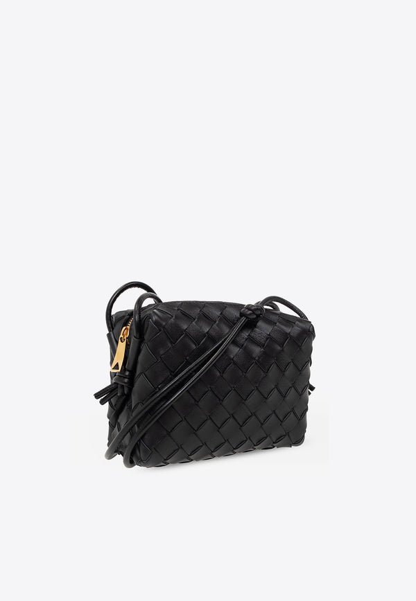Bottega Veneta Mini Loop Crossbody Bag in Intrecciato Leather Black 723547 V1G11-8425