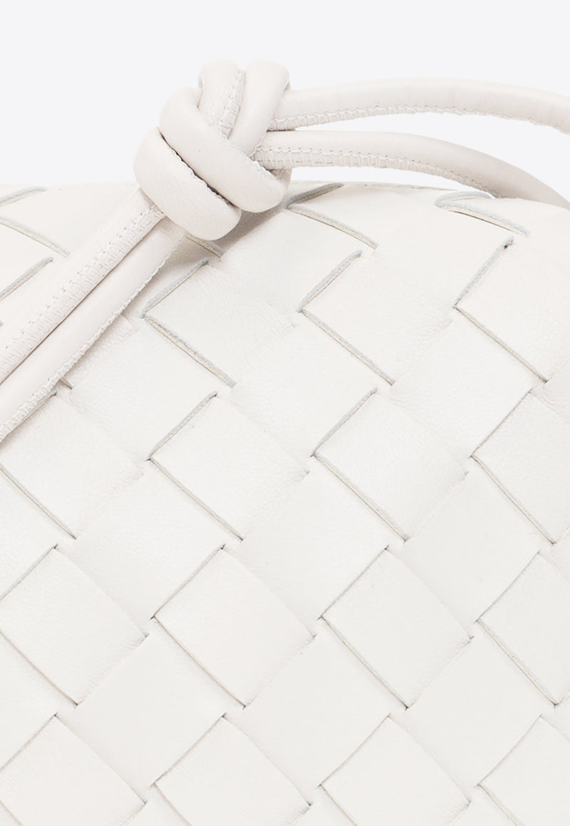 Bottega Veneta Mini Loop Crossbody Bag in Intrecciato Leather White 723547 V1G11-9009