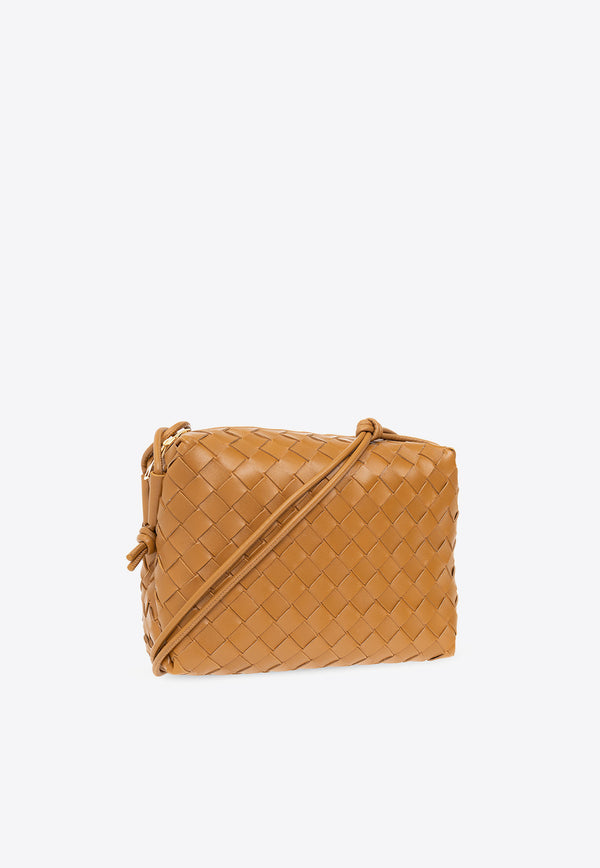 Bottega Veneta Small Loop Crossbody Bag in Intrecciato Leather Camel 723548 V1G11-2593