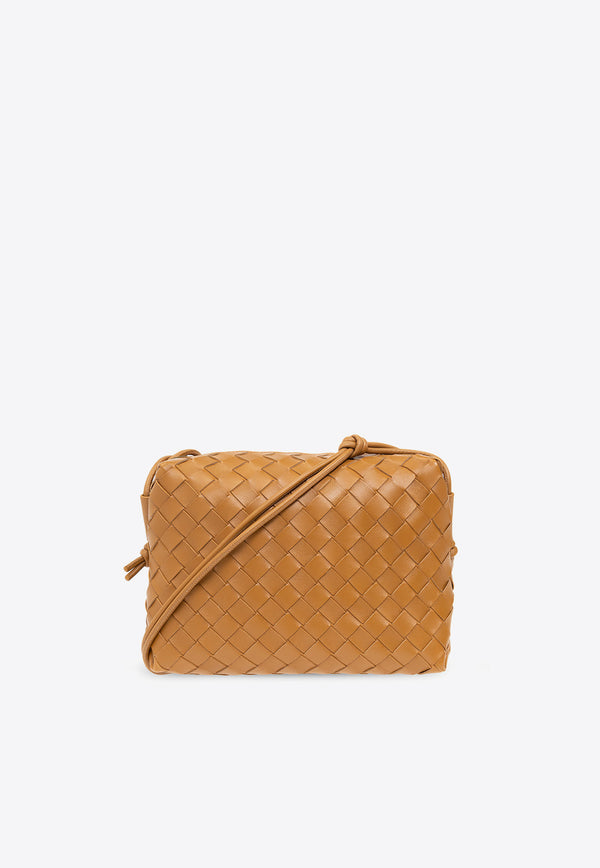 Bottega Veneta Small Loop Crossbody Bag in Intrecciato Leather Camel 723548 V1G11-2593