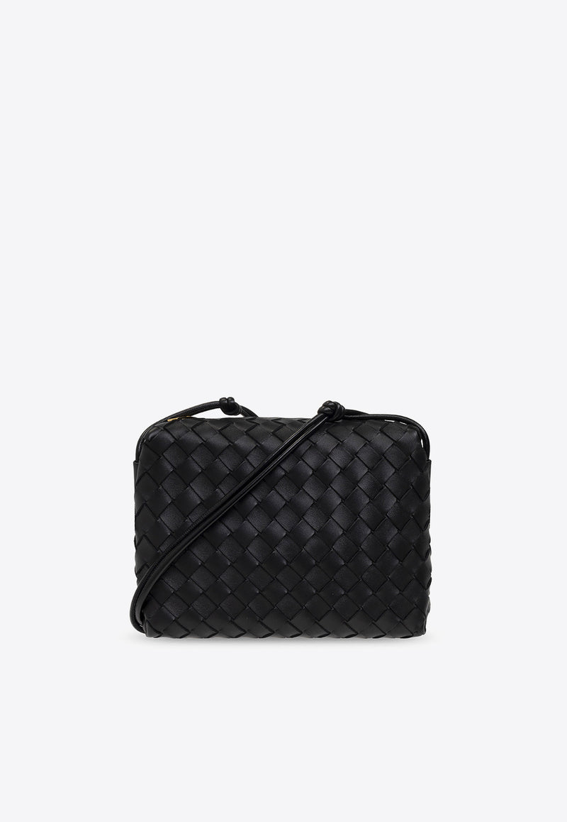 Bottega Veneta Small Loop Crossbody Bag in Intrecciato Leather Black 723548 V1G11-8425