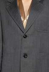 Bottega Veneta Herringbone Single-Breasted Wool Blazer Gray 724202 V2KF0-1264