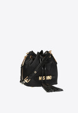 Moschino Logo Drawstring Bucket Bag Black B7410 8202-1555