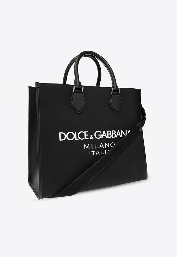 Dolce & Gabbana Large Coated Logo Tote Bag Black BM1796 AG182-8B956