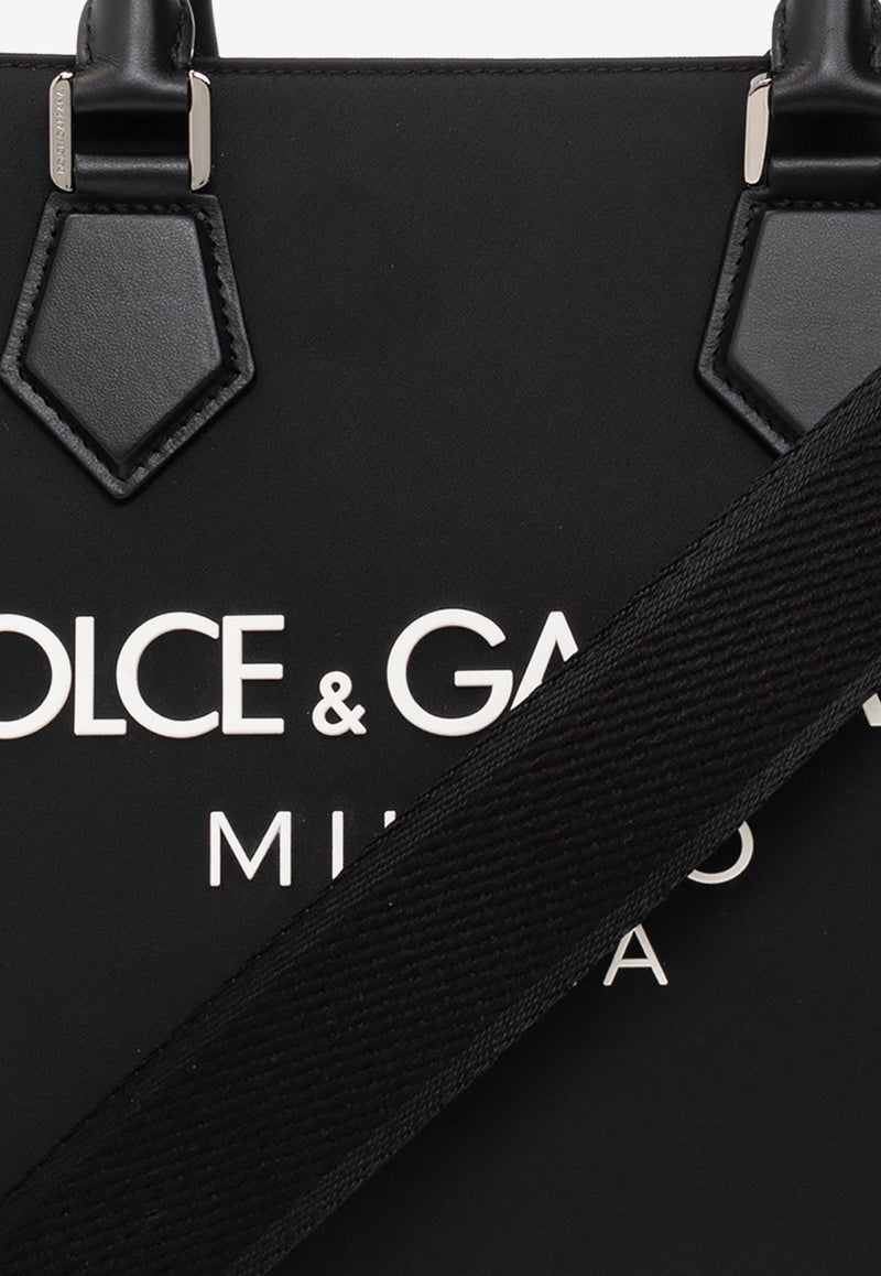Dolce & Gabbana Rubberized Logo Tote Bag Black BM2012 AG182-8B956