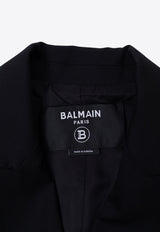 Balmain Kids Girls Double-Breasted Wool Blazer Black BS2A24 I0089-930AG