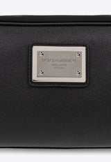 Dolce & Gabbana Logo Plate Nylon Vanity Pouch Black BT0989 AD447-8B956