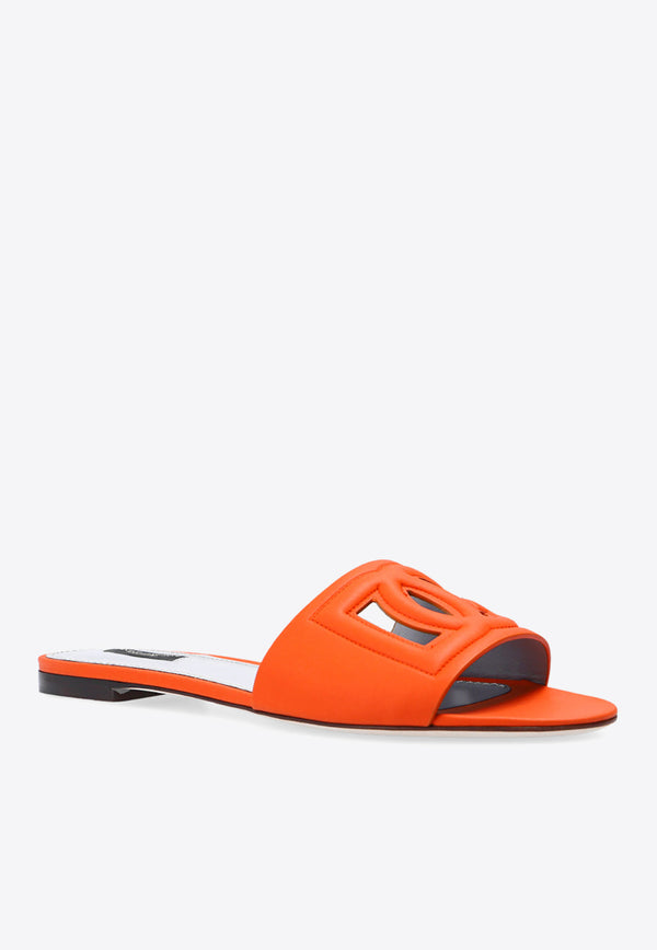 Dolce & Gabbana DG Millennials Flat Sandals in Calf Leather Orange CQ0436 AO049-80244