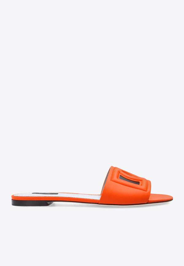 Dolce & Gabbana DG Millennials Flat Sandals in Calf Leather Orange CQ0436 AO049-80244
