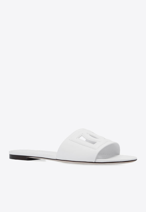 Dolce & Gabbana DG Millennials Flat Sandals in Calf Leather White CQ0436 AY329-80001