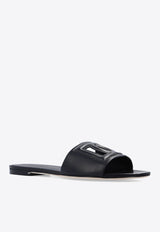 Dolce & Gabbana Bianca DG Logo Flat Sandals Black CQ0436 AY329-80999