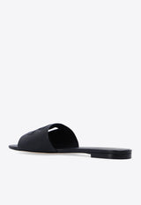 Dolce & Gabbana Bianca DG Logo Flat Sandals Black CQ0436 AY329-80999