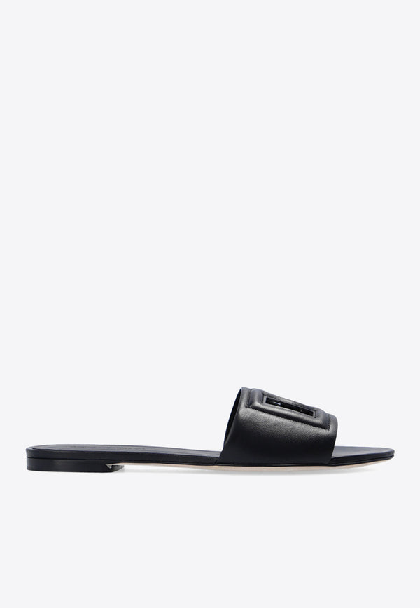 Dolce & Gabbana Bianca DG Logo Flat Sandals Black CQ0436 AY329-80999