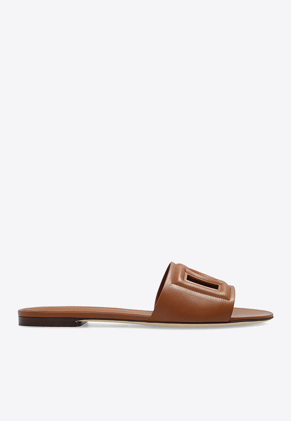 Dolce & Gabbana Bianca DG Logo Flat Sandals Brown CQ0436 AY329-81236