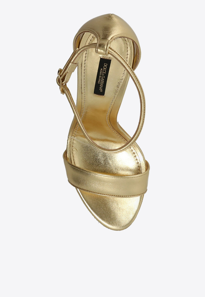 Dolce & Gabbana Keira 105 Metallic Leather Sandals with DG Baroque Heel Gold CR0739 A1016-89869