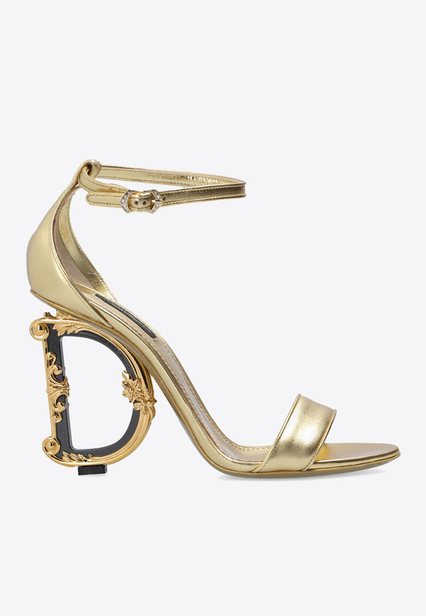 Dolce & Gabbana Keira 105 Metallic Leather Sandals with DG Baroque Heel Gold CR0739 A1016-89869