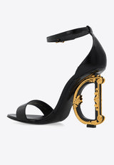 Dolce & Gabbana Keira 105 Polished Leather Sandals with DG Baroque Heel Black CR0739 A1037-80999
