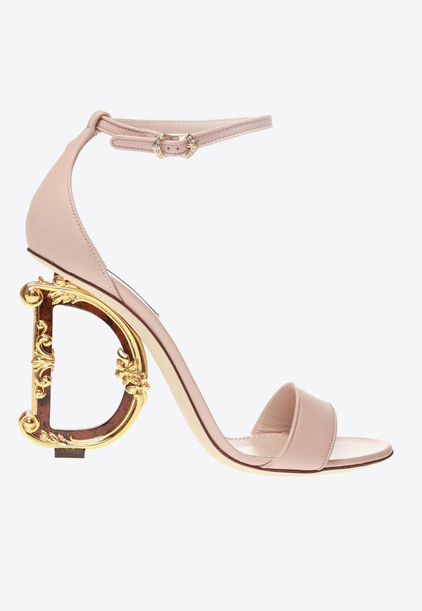 Dolce & Gabbana Keira 105 Nappa Leather Sandals with DG Baroque Heel Pink CR0739 AV967-80412