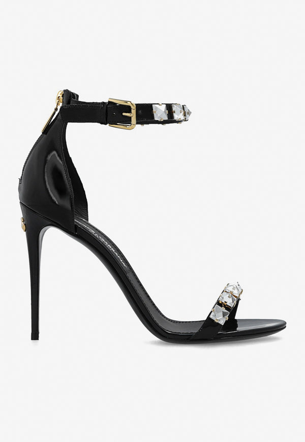Dolce & GabbanaKeira 105 Crystal Embellished Sandals in Polished LeatherCR1483 AG914-8S488Black