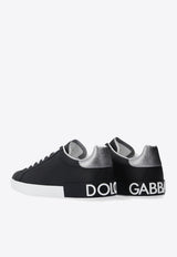 Dolce & Gabbana Portofino Leather Low-Top Sneakers Black CS1760 AH527-8B979