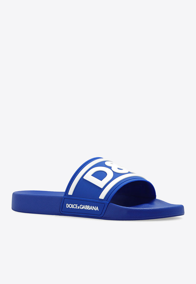 Dolce & Gabbana DG Logo Rubber Sliders Blue CS2072 AQ858-89623