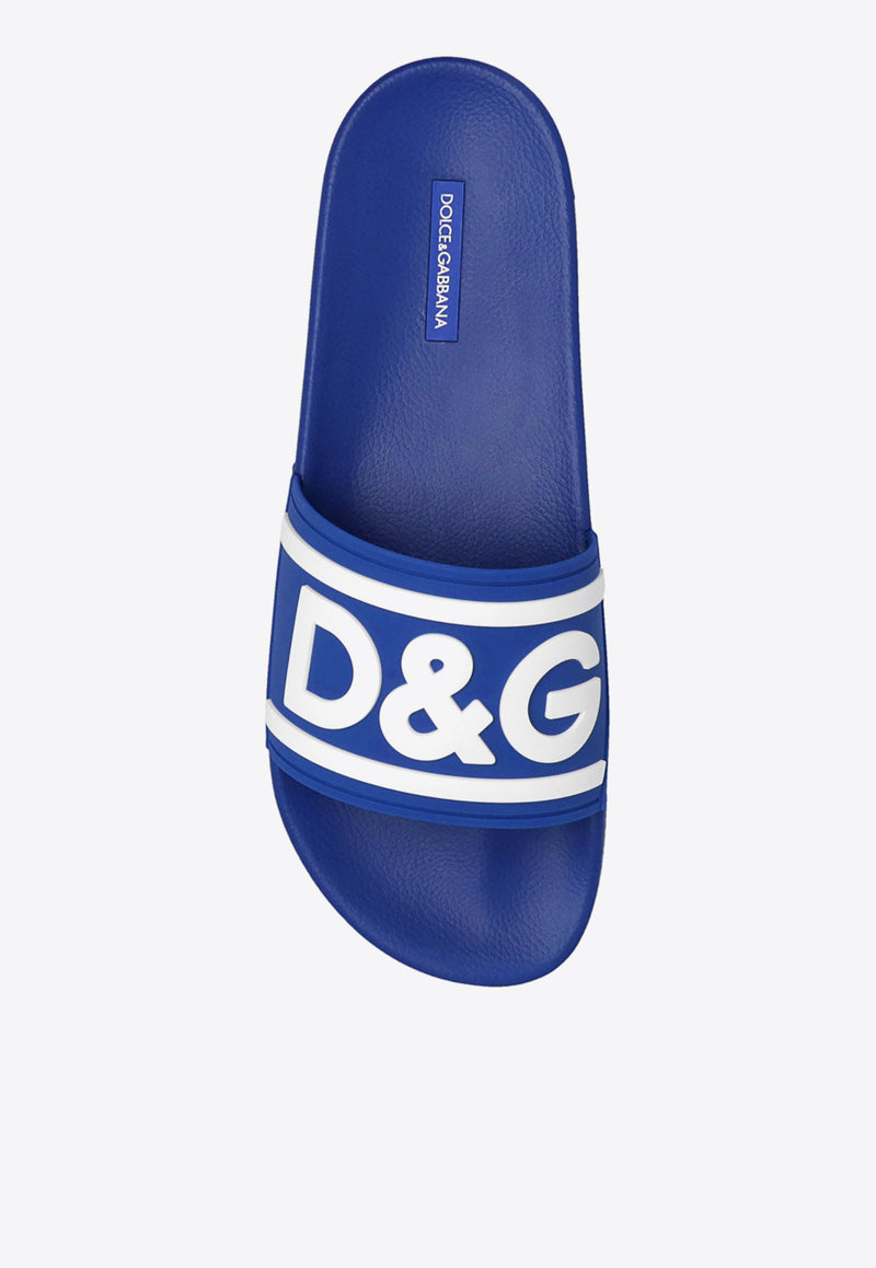 Dolce & Gabbana DG Logo Rubber Sliders Blue CS2072 AQ858-89623