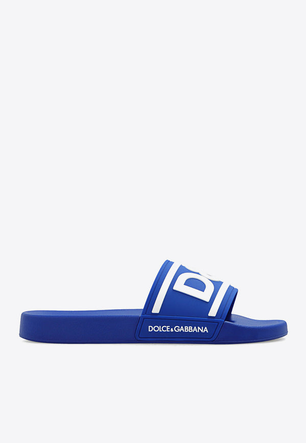 Dolce & Gabbana DG Logo Rubber Sliders Blue CS2072 AQ858-89623