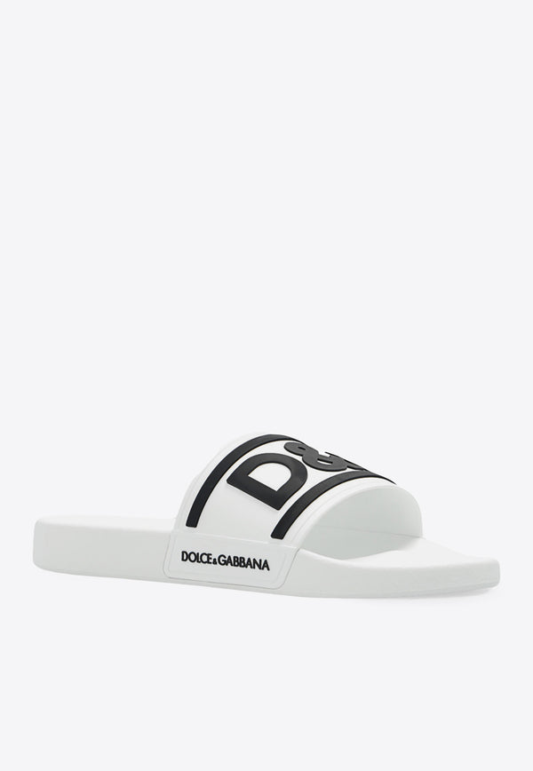 Dolce & Gabbana DG Logo Rubber Sliders White CS2072 AQ858-89697