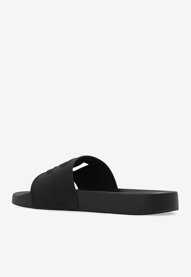 Dolce & Gabbana DG Logo Rubber Beach Slides Black CS2079 AO666-80999