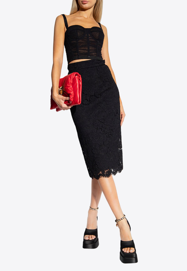 Dolce & Gabbana Floral Lace Midi Skirt Black F4B7IT FLRE1-N0000