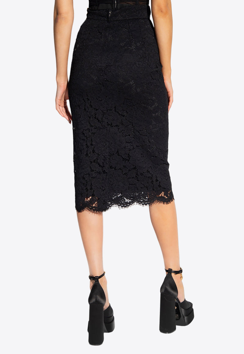 Dolce & Gabbana Floral Lace Midi Skirt Black F4B7IT FLRE1-N0000