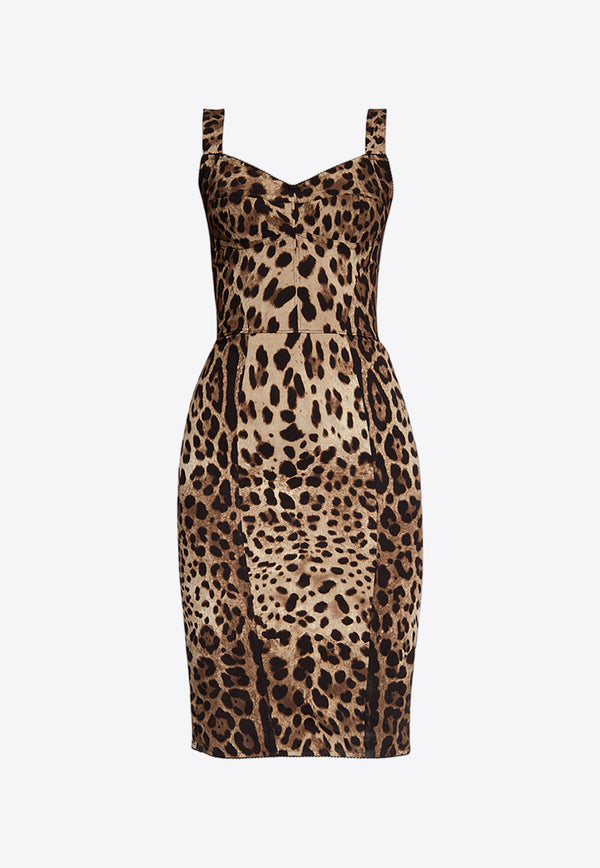 Dolce & Gabbana Leopard Print Mini Dress Brown F63D4T FSADD-HY13M