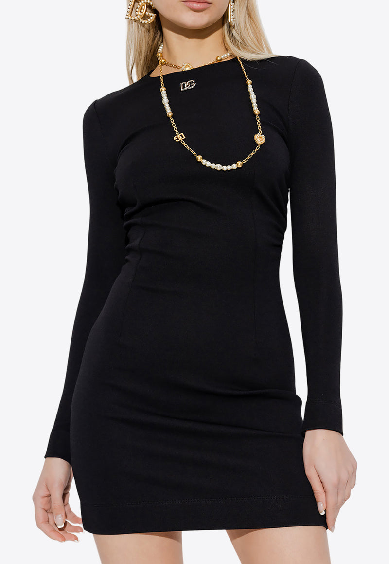 Dolce & Gabbana DG Logo Long-Sleeved Mini Dress Black F6ACQT FUGPN-N0000