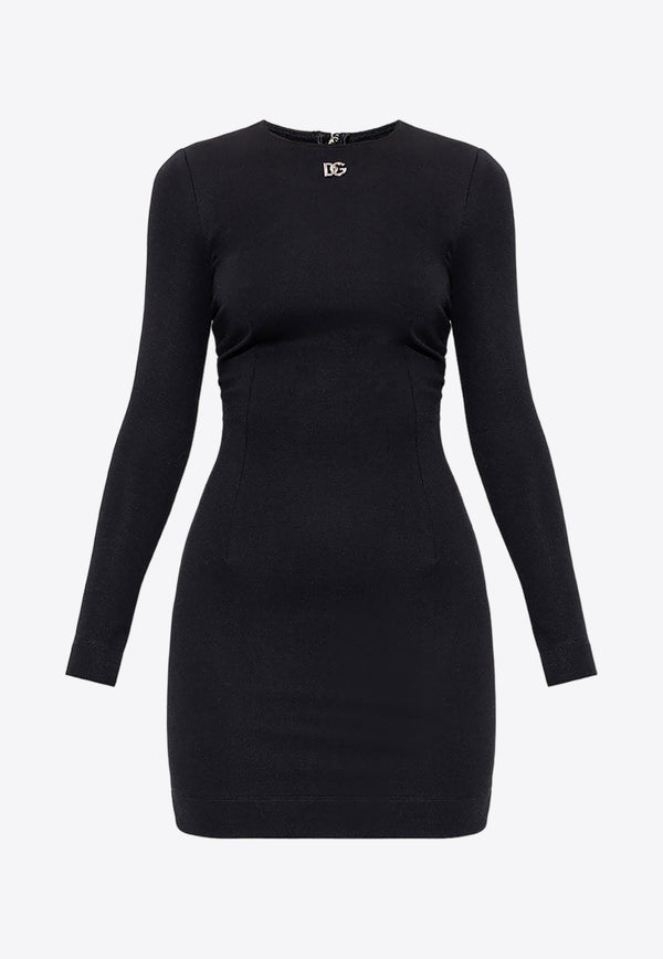 Dolce & Gabbana DG Logo Long-Sleeved Mini Dress Black F6ACQT FUGPN-N0000