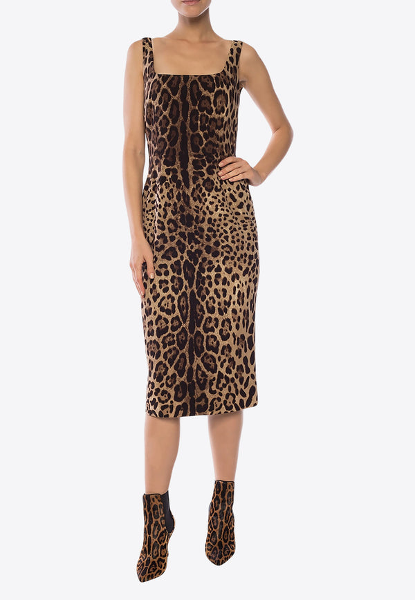 Dolce & Gabbana Leopard Print Sleeveless Dress Brown F6F4ZT FSADD-HY13M