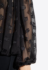 Dolce & Gabbana DG Logo Jacquard Sheer Blouse Black F761RT FJTBR-N0000