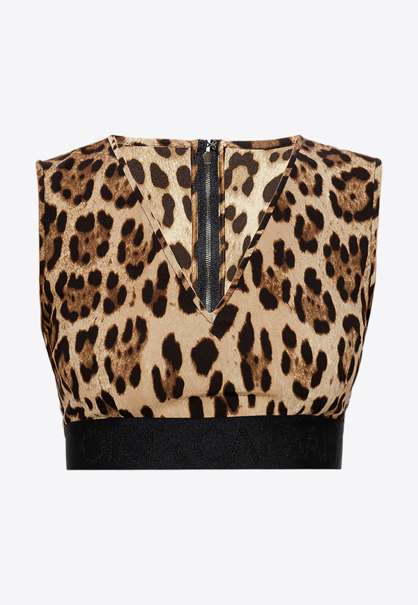 Dolce & Gabbana Leopard-Print V-neck Sleeveless Top F772ET FSADD-HY13M Multicolor