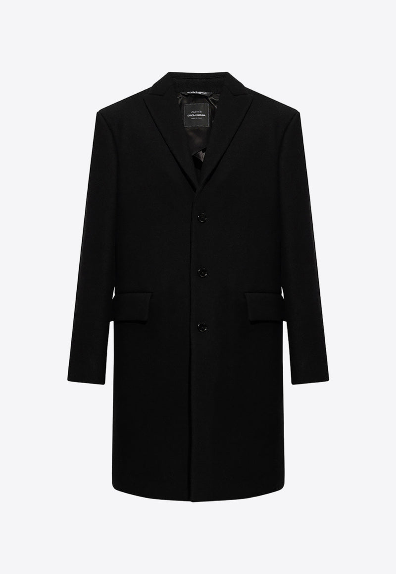 Dolce & Gabbana Single-Breasted Wool Jersey Coat G033LT GF171-S9000 Black