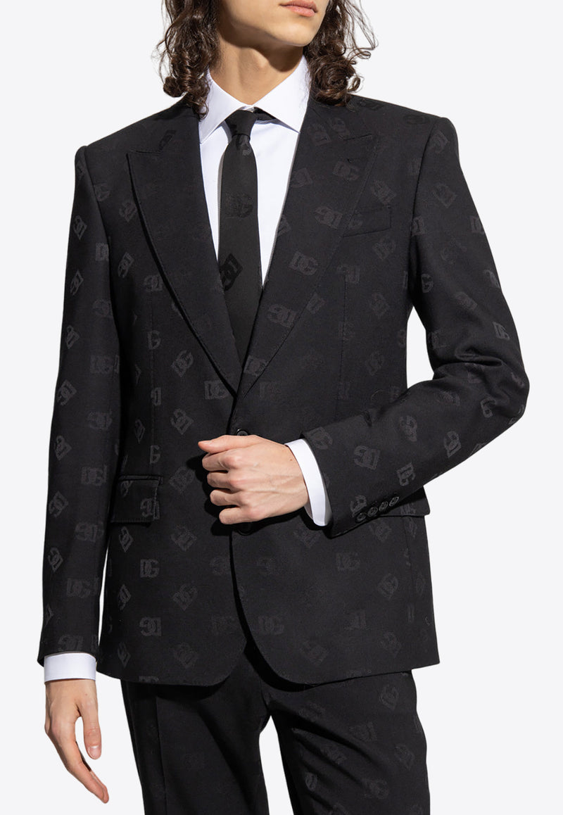 Dolce & Gabbana Single-Breasted Logo Monogram Blazer G2QU6T FJBAK-N0000 Black