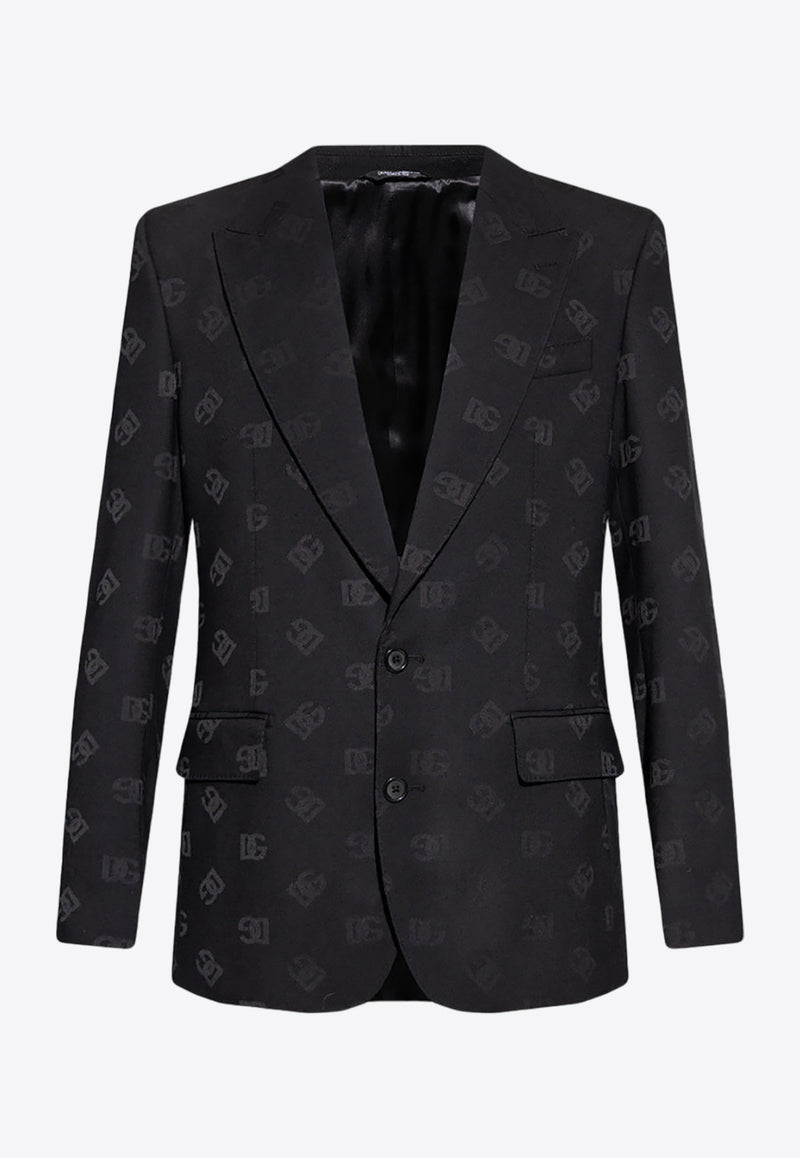 Dolce & Gabbana Single-Breasted Logo Monogram Blazer G2QU6T FJBAK-N0000 Black