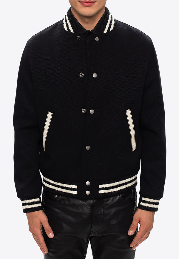 Saint Laurent Logo Wool Bomber Jacket 625918 Y180W-1000