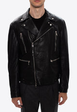 Alexander McQueen Leather Zip-Up Biker Jacket Black 626381 Q5LDS-1000