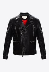 Alexander McQueen Leather Zip-Up Biker Jacket Black 626381 Q5LDS-1000